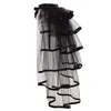 Party Tutu Tail Tiered Tulle Skirt Burlesque Steampunk Black Mesh Ruffle Layered Detachabl Bustle Overskirt 210315