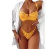 Sexy Lingerie Donna Reggiseno Perizoma Biancheria intima erotica Set Plus Size Giallo Viola Esotico Porno Bikini in pizzo Slip Sexy Lingerie Set L220727