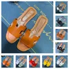 2022 Designer Slippers Lychee Skin Leather Slides Women High heels Sandal Summer Beach Fashion Soft Slipper Luxury Thick Bottom Slide Sail Pink Blue Shoes Size 34-40