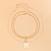 Anhänger Halsketten Punk Layered Kette Mit Münze/Quadrat Halskette Für Frauen 2022 Mode Gold/Silber Farbe Buchstaben Set hals SchmuckAnhänger