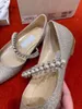 Itália London Baily bombeia brilho de sandálias femininas tira de cristal pérola de pérola perfeita vestido de noiva de noiva pontual de pé de salto baixo