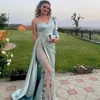 Plus taille arabe aso ebi luxueuse en dentelle de lace en dentelle robes de bal perle une gaine en satin soirée formelle formelle deuxième robe de robe de réception