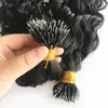 Water Curly Nano Ring Human Hair Extensions For Black Women 100 Strands 100 Remy Hairs Natural Color8237154