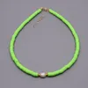Nouvelle couleur boho natural d'eau douce collier perle couleur polymère doux perles d'argile collier plage femme bijoux cadeau