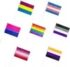 Snabb leverans!!! Rainbow Pride Flag Small Mini Hand Håller Banner Stick Gay LGBT Party Decorations Supplies For Parades Festival EE