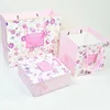 Present Wrap 10st/Lot Flower Print Handväska bred botten Square Paper Cake Bread Tote Weddong Party Candy Baggift