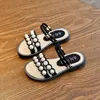 Sandals for Girls Kids Summer Beac Beading Chic Princess Shoes Children's Soft Sole Teens Swimming Slides Kids Sandals G220523