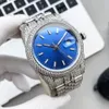 Mens Automatic Mechanical Watches Sapphire Full Diamond Watch 41mm Strap Diamond Studded Steel Business Wrist Montre de Luxe Fashion