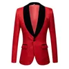 Fashion Red pink black white blue Men's Patterned Suit Slim Fit Groomsmen Tuxedos Blazers For Wedding shawl collar suit Jacket 220514