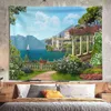 Italia Città Fiori Arazzo Riviera italiana Hippie Tappeti da parete di grandi dimensioni Paesaggio naturale Appeso Camera da letto Soggiorno Dormitorio Decor J220804