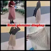 Lucyever Korean Fashion Kontrast Mesh Langen Rock Frauen Elastische Hohe Taille Aline Plissee Röcke Sommer Lange Tüll Rock 220527