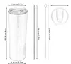 20oz minimalistisk design rostfritt stål tumlare vakuum glas sublimering rak kopp med metallstrå och lock