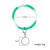 Jewelry Key Chain Camouflage Silicone Bracelet Ring Round Circle Rainbow Bangle Keychain Holder for Woman Wrist Strap