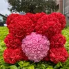 装飾的な花の花輪人工ローズベアマルチカラープラスチックフォームテディガールフレンドバレンタインデイギフトバースデーパーティーデコレーションデコ