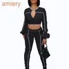 Women Tracksuits Designer Leggings Set Cardigan Lantern Sleeve Slit Trouser 2 Piece Set Twp Piece Pants