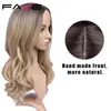 Fave Ombre Brown Body Wave Wig Blonde Black Gray Synthetic Cosplay Hair High Density Temperature for White Women 220622