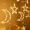 Saiten Vorhang Lichterketten mit Sternen Mond 8 Beleuchtungsmodi Twinkle Home Decor für Schlafzimmer Hochzeit Valentinstag Hintergrund D30LED LED