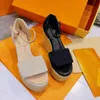 2022 Designer Espadrillas scarpe Starboard Coastline Sandali Donna Pompe Tacchi alti Stampa Canvas Lady Abito da sposa Scarpe con scatola NO377