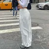 새로운 캐주얼 헐렁한 넓은 다리 스웨트 팬츠 흰색 느슨한 드로우 스트링 로우 스트리트웨어화물 바지 여자 히피 조깅하는 바지