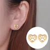 Love Heart Hollow Dog Paw Ear Stud Copper Small Animals Earrimgs for Women Men Jewelry