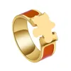 Gold Weißer Ring Damen Edelstahl Weiß Schwarz Rosa Blau Grau Orange Mode Paar Zirkon Geschenk für Frau Accessoires Großhandel