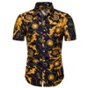 Męskie koszule codzienne M-5XL nadruk w kropki biznes na lato z krótkim rękawem regularny duży rozmiar formalna odzież męskie biurowe bluzki zapinane na guziki męskie
