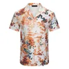 2022 Modna koszulka Summer Hawaiian Floral Letter Print Beach Shirt Men's Designer Silk Bowling swobodne krótkie rękawy azjatyckie rozmiar M-3xl