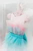 Colorful Rainbow Flower Girl Dresses Floor Length O Neck Little Girl Wedding Dress Communion Pageant Birthday Gowns