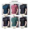 BROWON Business Summer Casual Loose Breathable Antiwrinkle Short Sleeved Plaid Polo Shirt Men Tops 220614