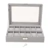 Watch Boxes & Cases 6/10/12 Slots Glass Lid Storage Display Box Case - 12 Girds