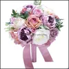 Flores decorativas coronas de fiestas festivas suministros de jardín casero Ángel eterno sosteniendo bouquet seda flor de boda de flores artificiales dhczv