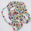 Catene Collana annodata a mano Naturale 9-10mm Catena maglione di perle d'acqua dolce multicolore Barocco 90 pollici Per gioielli moda donnaCatene