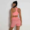 Kvinnkläder Yoga Gym Set Seamless Fitness Leggings Passar Sportkläder Hög midja BRA Kvinna Träning Träningsdräkter J220706