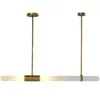 Lampes suspendues Moderne Nordique Cuivre Lumière De Luxe Minimaliste Salle À Manger Lustre Américain Simple Table Longue Bande LampePendentif