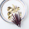 Dinnerware Sets Royal Purple 18/8 Stainless Steel Set Dinner Knives Forks Scoop Cutlery Dinning Golden Restaurant Tableware SetsDinnerware