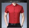 Casual shirts voor heren mannelijke zomer gestreepte zijden kleding elegante man zachte shirt shirts met korte mouwen shirts met korte mouwen