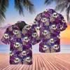 Men's Dress Shirts Men's Skull Print Hawaii Funny Seaside Vacation Shirt For Men Oversized Street Short-sleeved ClothingMen's