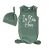 Summer Baby Bag Sleeping Bags Cap Sets Neonato Infante senza maniche Lettera Stampa annodata Swaddle Wrap Gown con cappello 2pcs Abiti Set