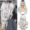 Fave Ombre Brown Body Wave Wig Blonde Black Gray Synthetic Cosplay Hair High Density Temperature for White Women 220622