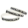 Penicillin allergi silikon gelé armband varnar färgglad handband sport mjuk armband armband armband grossist bijoux smycken gåvor för män kvinnor