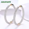 925 Silver 34mm 18K Gold Circle Hoop Earrings For Women Fashion Wedding Jewelry 2208178806133