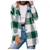 Women's Jackets Womens Thickened Overcoat Classic Color Block Plaid Hooded Cardigan Long Sleeve Button Down Coat Jacket OutwearWomen's