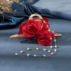 2022 Hair Clips & Barrettes 11.5cm Double Rose Pearl Tassel Clip Women Summer Fashion Hair Claw Crab Hairpins For Girls Accessories Gifts