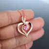 Pendant Necklaces Cute Female Pink Crystal Necklace Small Rose Gold Heart Chain For Women Trendy White Opal Wedding NecklacePendant