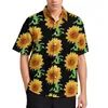 Men's Casual Shirts Sunflower Print Hawaiian Shirt Flower Sunshine Male Stylish Blouses Summer Short SleevesMen's