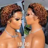 Pixie Cut Kısa Bob Kıvırcık Dantel Frontal İnsan Saç Peruk Şeffaf Derin Dalga Dantel Ön Peruk Kadınlar Için