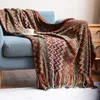 boho Sängfiltar Stickad tofs Super Mjuk Mysig Lätt Soffa Dekorativ Utomhusfina hotell Säng Soffa kontor All Seasons afghaner boho Filt rost och grönt