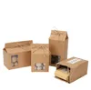 Emballage cadeau thé emballage boîte carton Kraft papier plié alimentaire écrou conteneur stockage des aliments debout sacs d'emballage SN4554