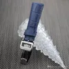 Relógio de couro tiras de relógio azul com barra de primavera para IWC em estoque