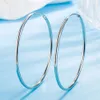 925 Sterling Silver Big Hoop Earrings For Women Bohemian Fashion Female Wedding Jewelry Accessories Gift Prevent Allergy